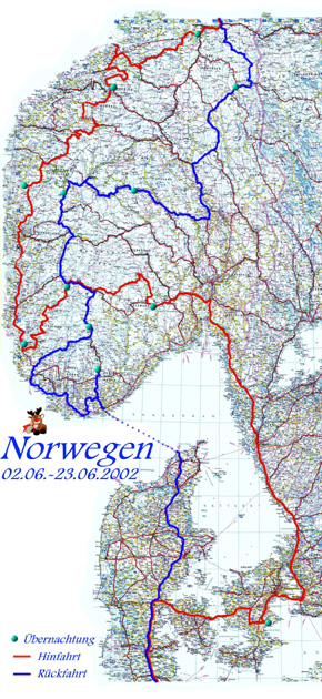 Südnorwegen - bringen Sie viel Zeit mit, wenn Sie die Karte vergrößern möchten